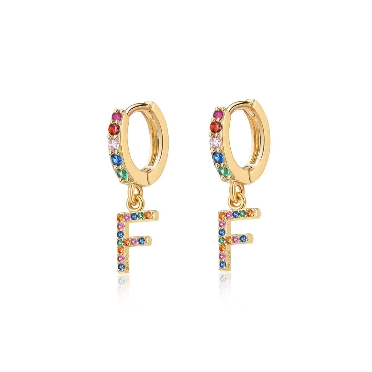"Rainbow Initial Hoops" Earrings - Milas Jewels Shop