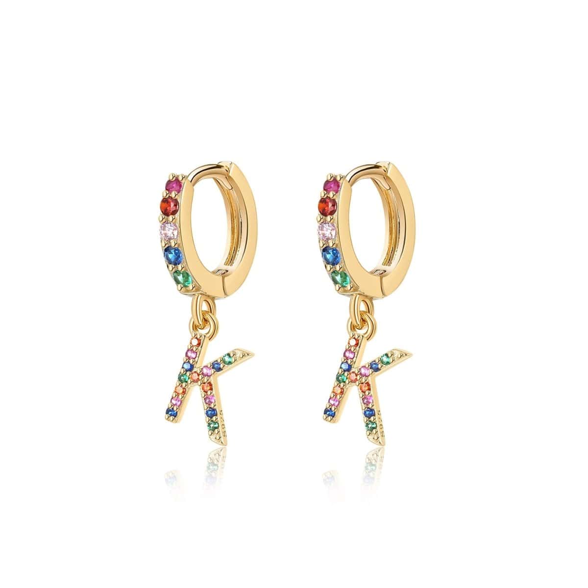 "Rainbow Initial Hoops" Earrings - Milas Jewels Shop