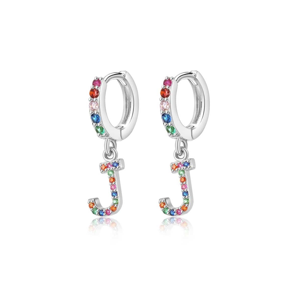 "Rainbow Initial Hoops" Earrings - Milas Jewels Shop