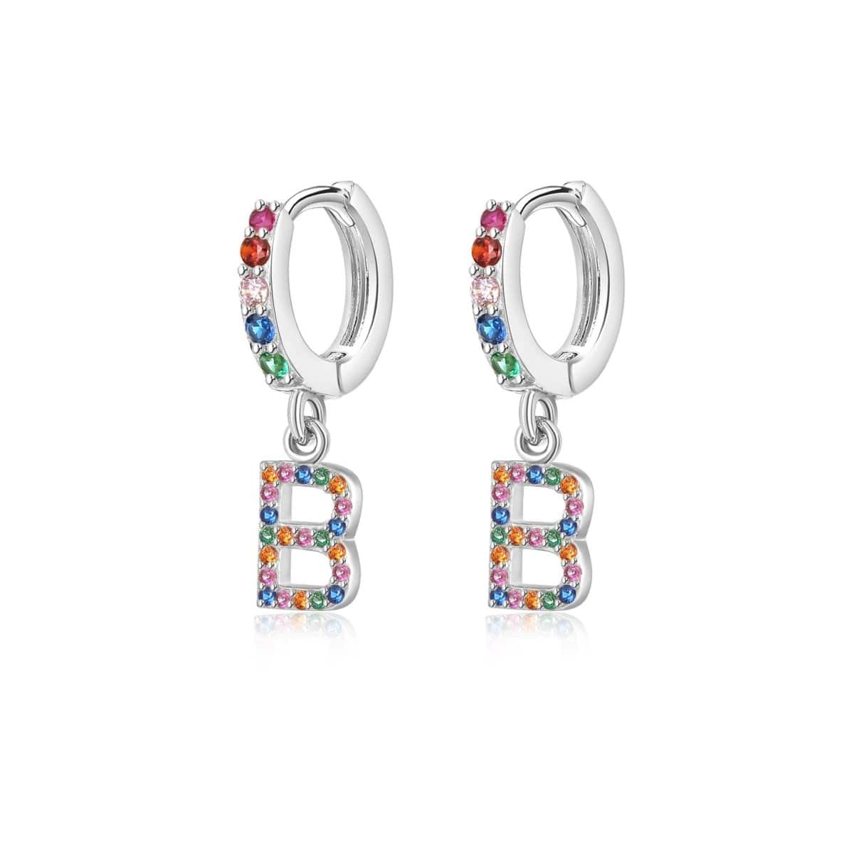 "Rainbow Initial Hoops" Earrings - Milas Jewels Shop