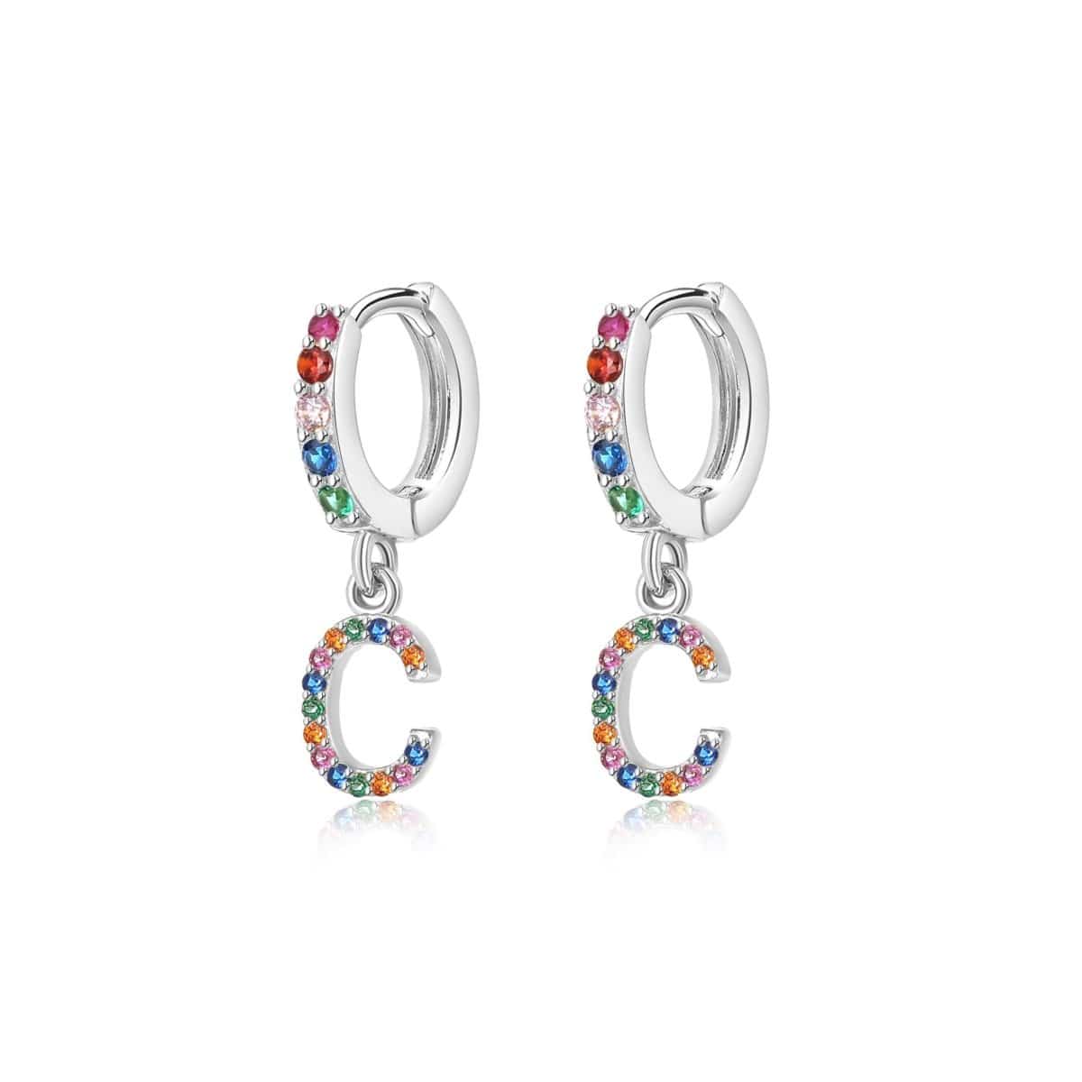 "Rainbow Initial Hoops" Earrings - Milas Jewels Shop