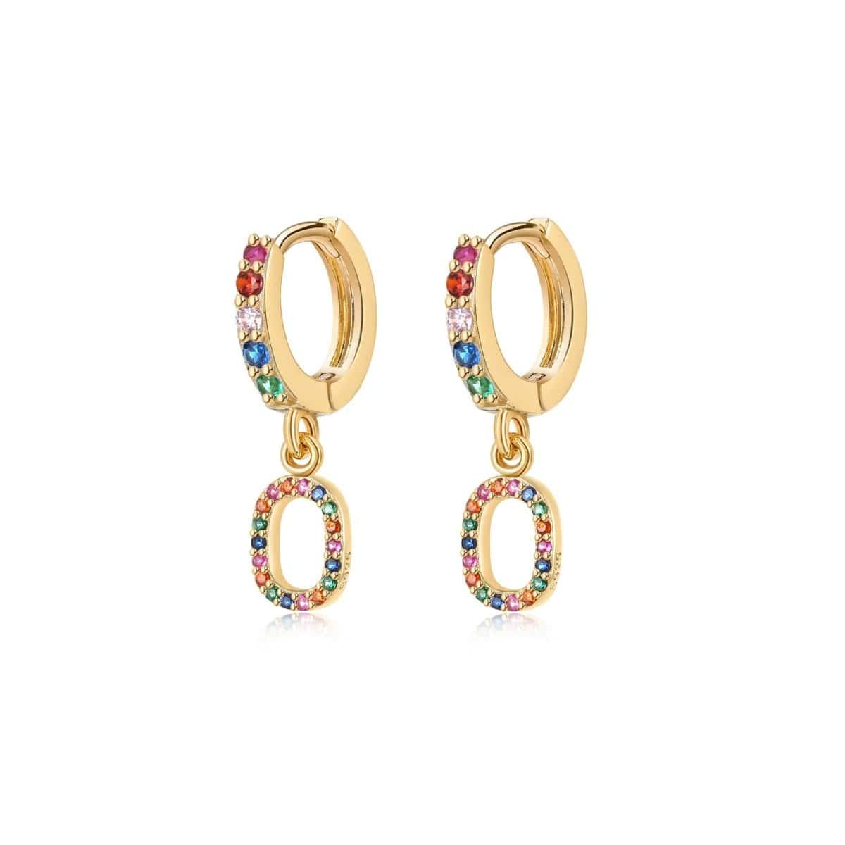 "Rainbow Initial Hoops" Earrings - Milas Jewels Shop