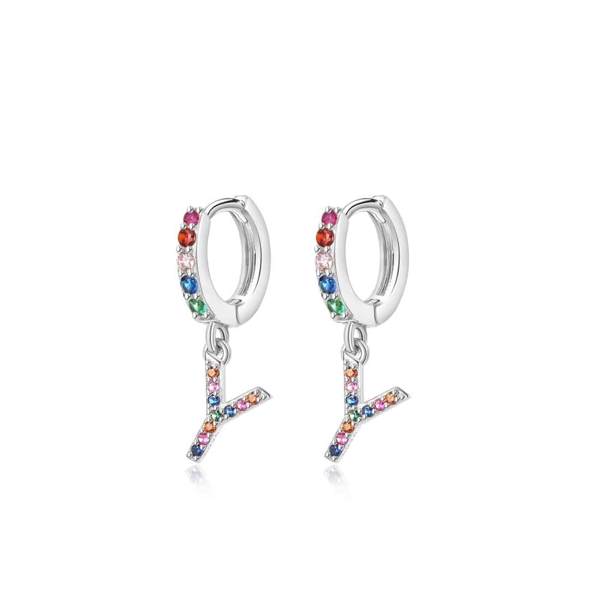 "Rainbow Initial Hoops" Earrings - Milas Jewels Shop