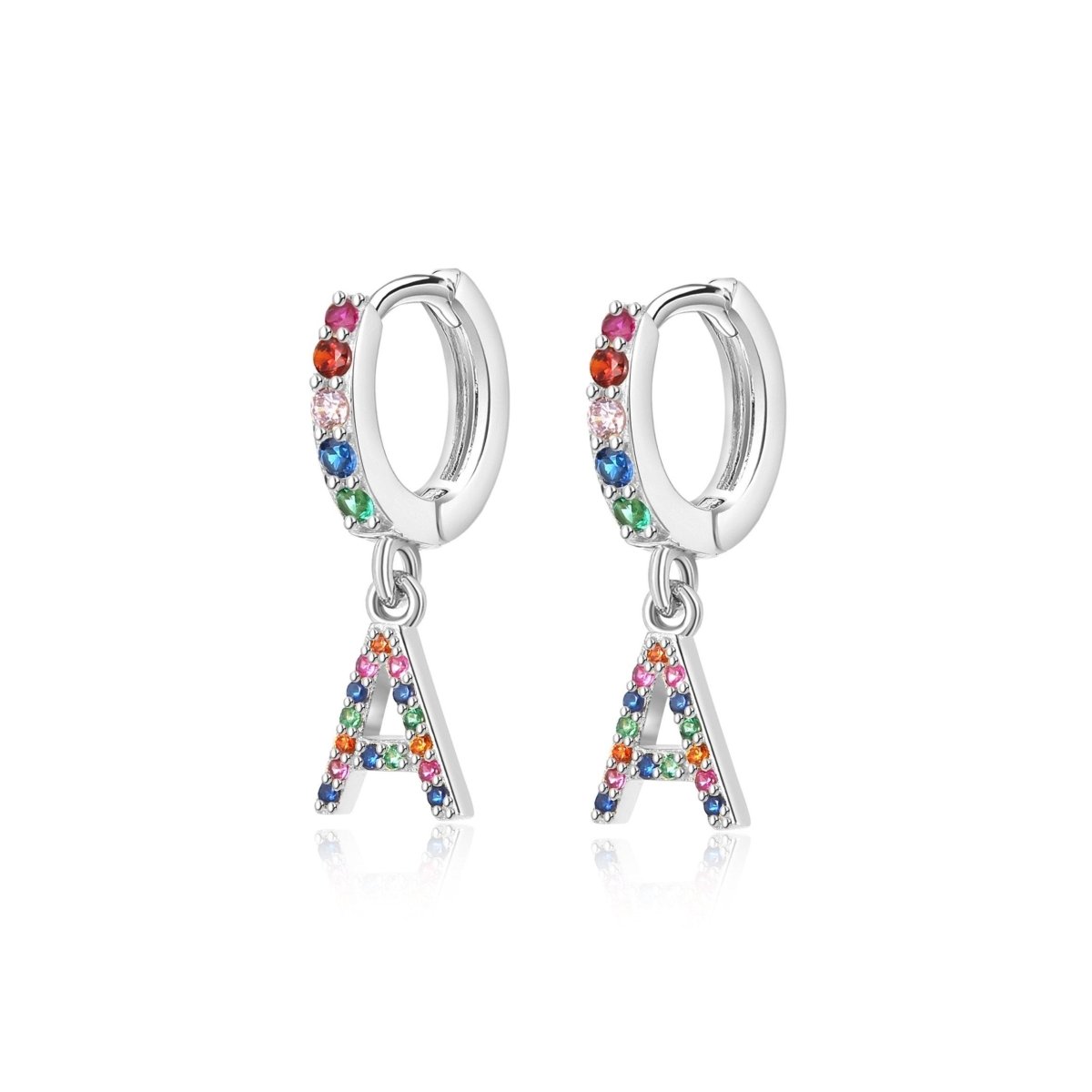"Rainbow Initial Hoops" Earrings - Milas Jewels Shop