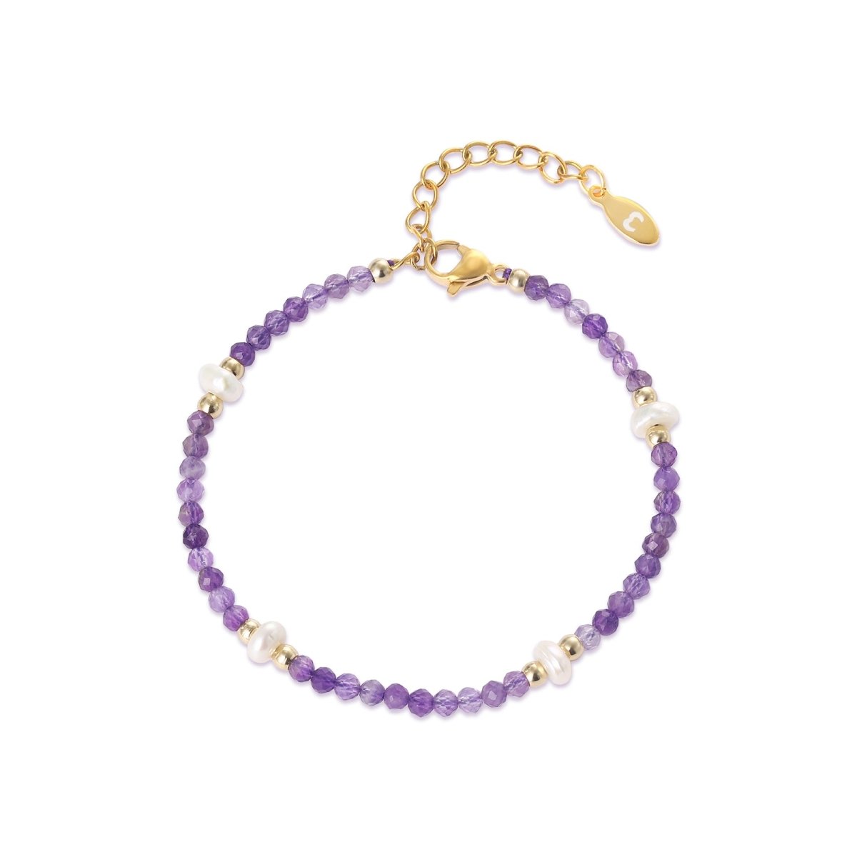 Purple and White Freshwater Pearl Bracelet with sterling silver clasp