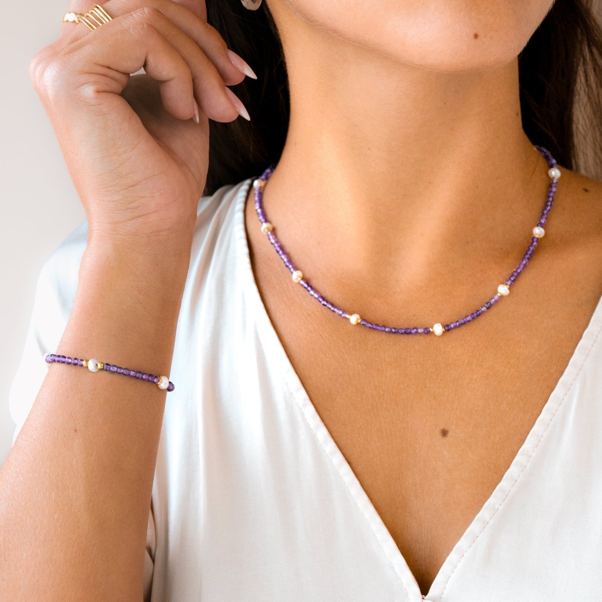 "Amethyst Pearl" Necklace - Milas Jewels Shop