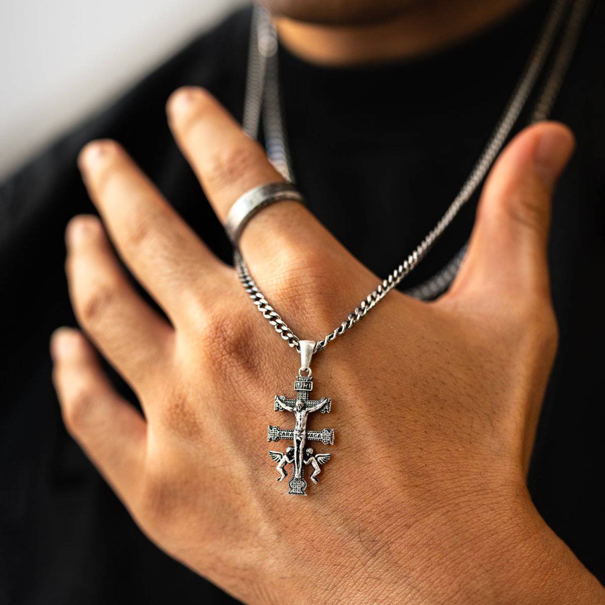 "Caravaca Cross" BRAVE Men's Necklace - Milas Jewels Shop