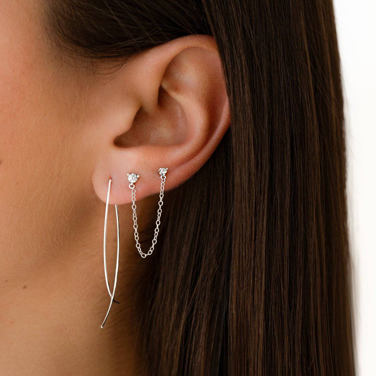 "Chained Zirconia" Earrings - Milas Jewels Shop