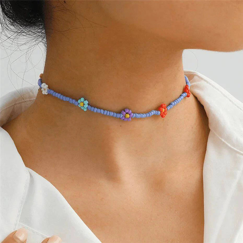 "Little Flowers" Necklace ~ Multicolor - Milas Jewels Shop