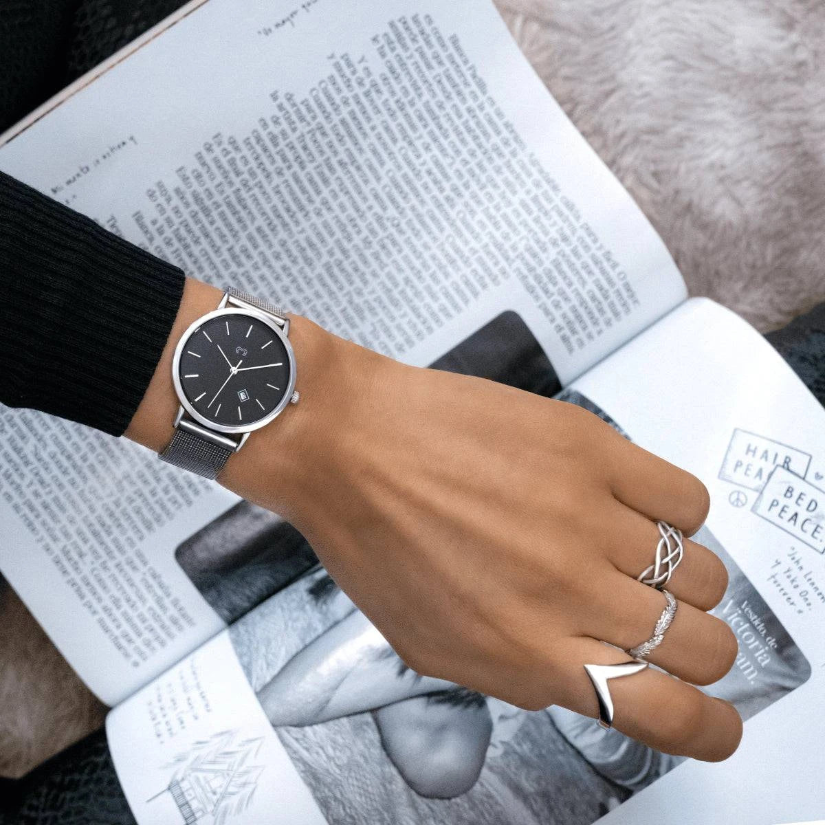 "Mila Jewels" Watch ~ SilverBlack - Milas Jewels Shop
