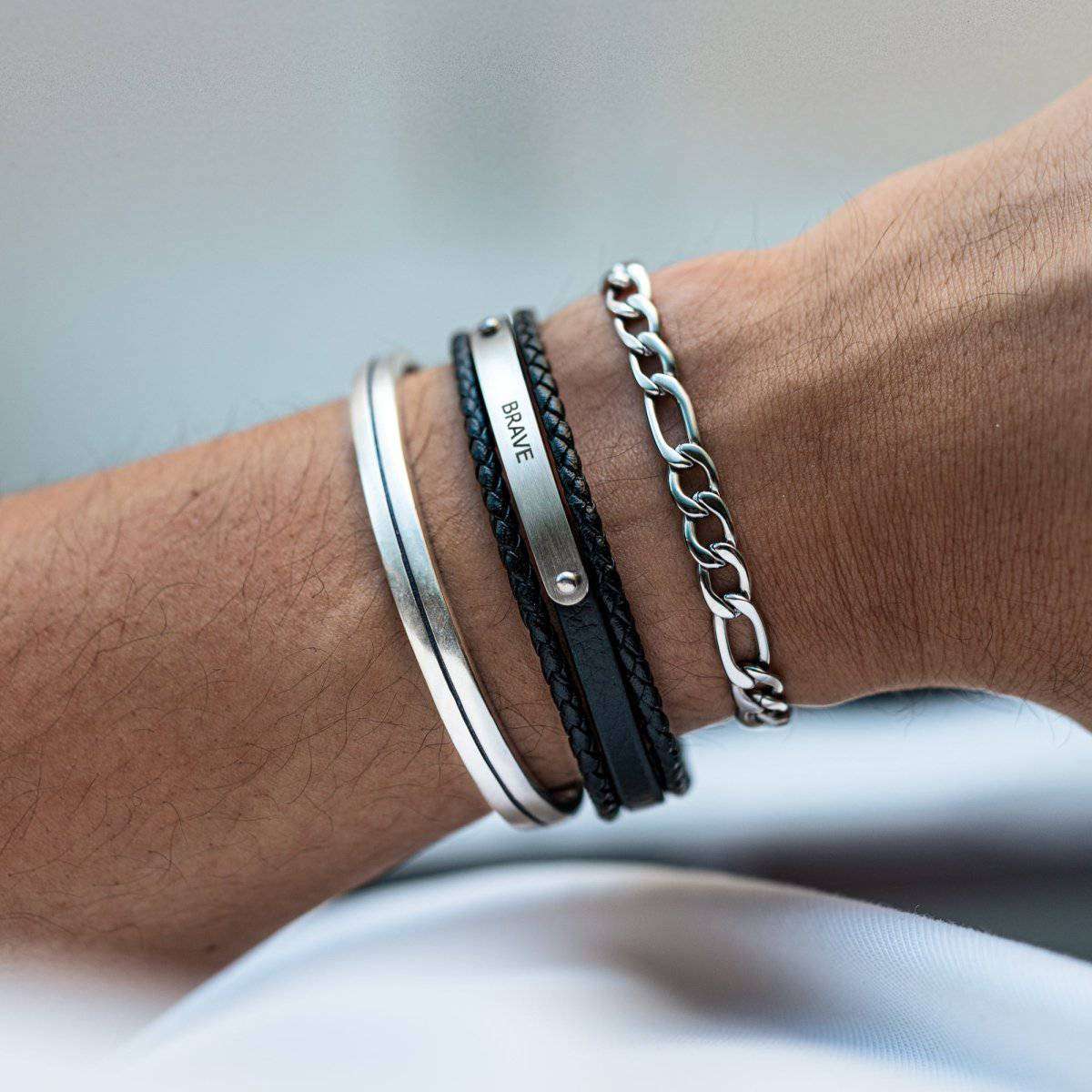 "Rebel" BRAVE Men's Bracelet ~ Customizable Text - Milas Jewels Shop