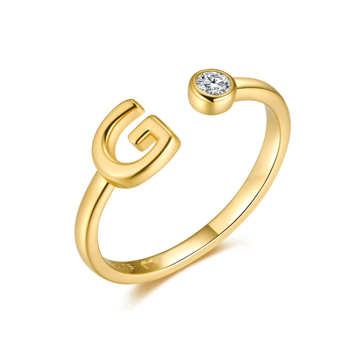 14k Yellow Gold Letter G Initial Heart Ladies Ring With White CZ Stones -  Etsy