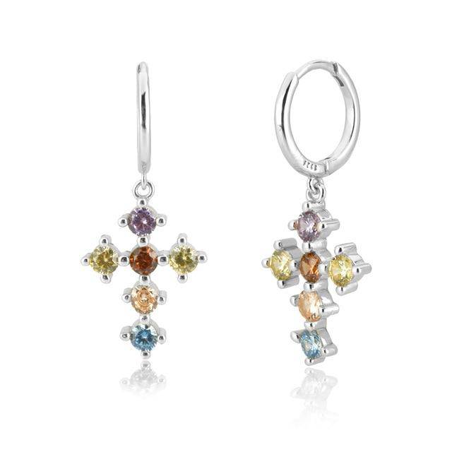 "Zirconia Cross" Earrings - Milas Jewels Shop